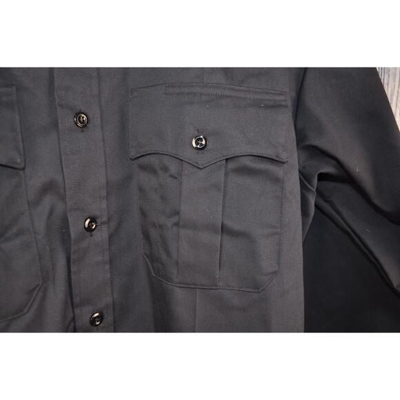 Elbeco 17.5-37 Long Sleeve Black Men's Shirt Uniform Poly Blend MADE IN USA NWOT - Picture 4 of 6